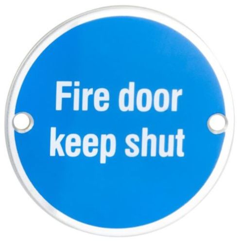 SEX4016SAA – Carlisle Brass Fire Door Keep Shut Symbol 76mm Aluminium