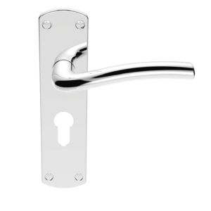 SZC041YCP Serozzetta Cuatro Lever On Backplate – Lock Euro Profile 47.5mm C/C Polished Chrome