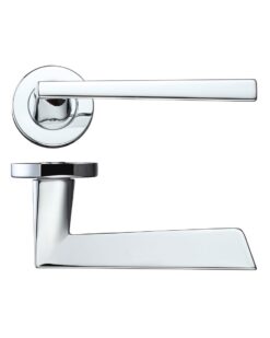 Lupus Lever On Round Rose, Polished Chrome (sold in pairs)