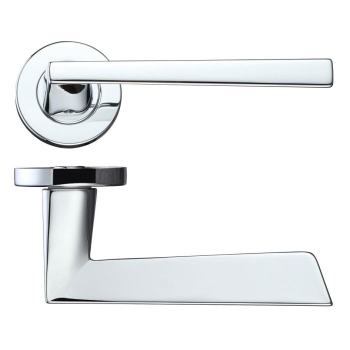 Lupus Lever On Round Rose, Polished Chrome (sold in pairs)