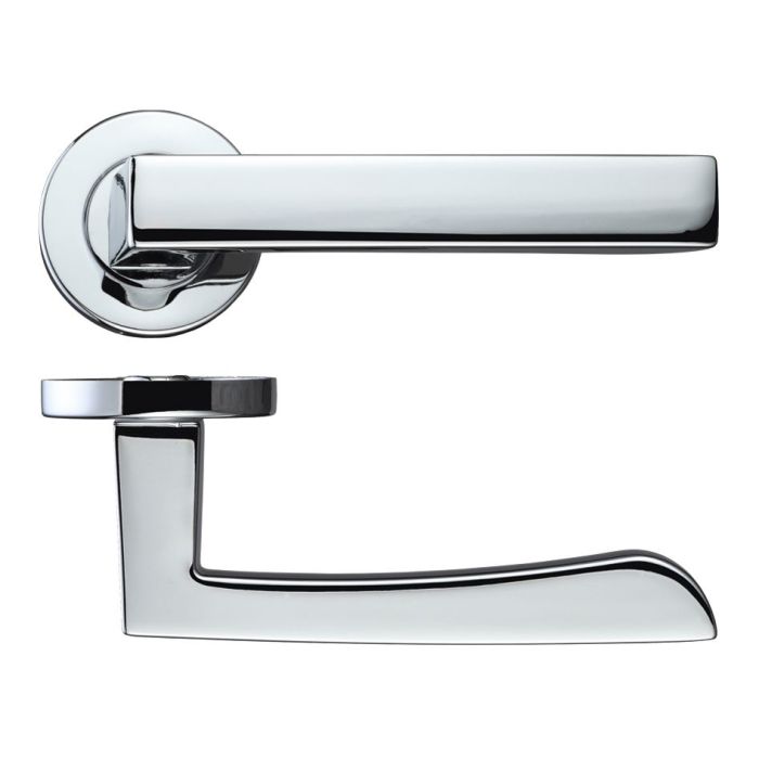 Mensa Lever On Round Rose, Polished Chrome (sold in pairs)