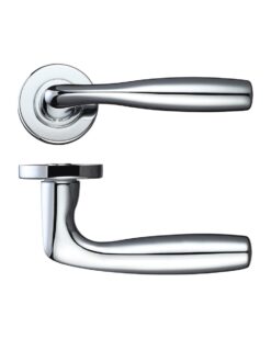 Corvus Lever On Round Rose, Polished Chrome (sold in pairs)