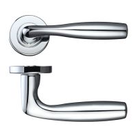 Corvus Lever On Round Rose, Polished Chrome (sold in pairs)