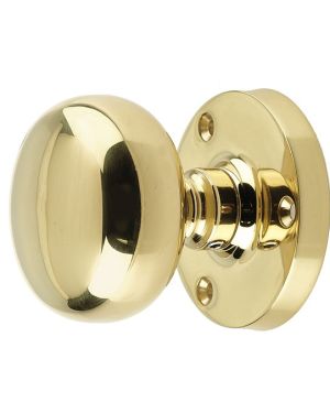 Mushroom Mortice Door Knobs- 70mm- Polished Brass