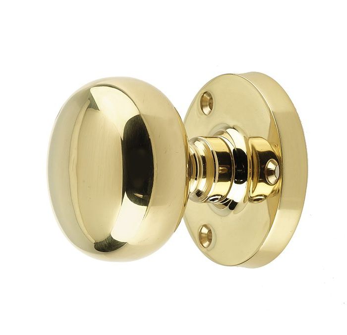 Mushroom Mortice Door Knobs- 70mm- Polished Brass