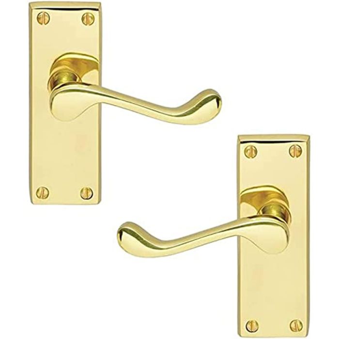 Victorian Door Handle – 118mm x 40mm – Polished Brass Finish
