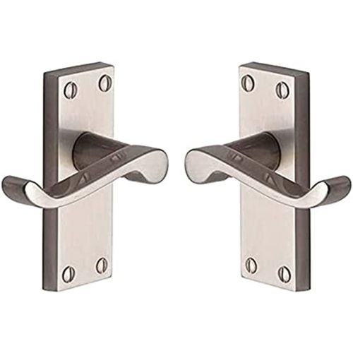 Victorian Door Handle –  118 mm x 40 mm – Satin Nickel Finish
