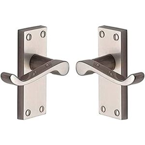 Victorian Door Handle –  118 mm x 40 mm – Satin Nickel Finish