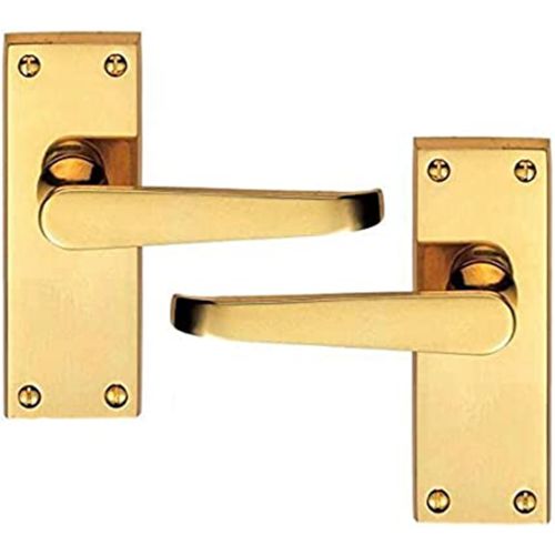 Lever Latch Door Handle (Straight) – 120x40mm – Polished Brass Finish