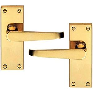 Lever Latch Door Handle (Straight) – 120x40mm – Polished Brass Finish
