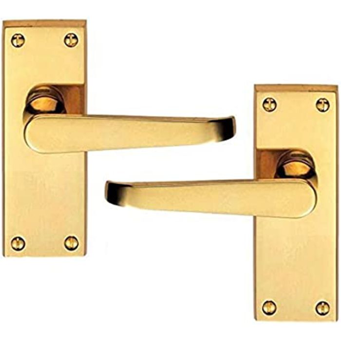Lever Latch Door Handle (Straight) – 120x40mm – Polished Brass Finish
