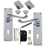 Victorian Door Handle - 150x42mm - Polished Chrome Finish