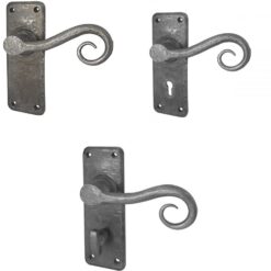 Pewter Door Handles -  150mm x 50mm - Black Antique Finish
