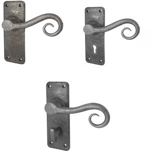 Pewter Door Handles –  150mm x 50mm – Black Antique Finish