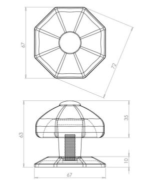 Oct Centre Door Knob – 63mm – Black Antique Finish
