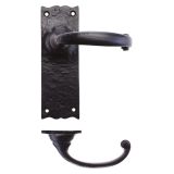 Lever Latch Door Handle - 158mm x 38mm - Black Antique Cast Iron