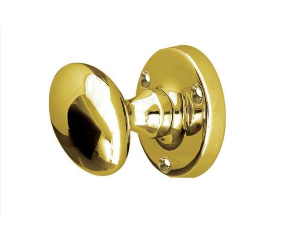 Oval Mortice Door Knob – 56mm – Polished Brass