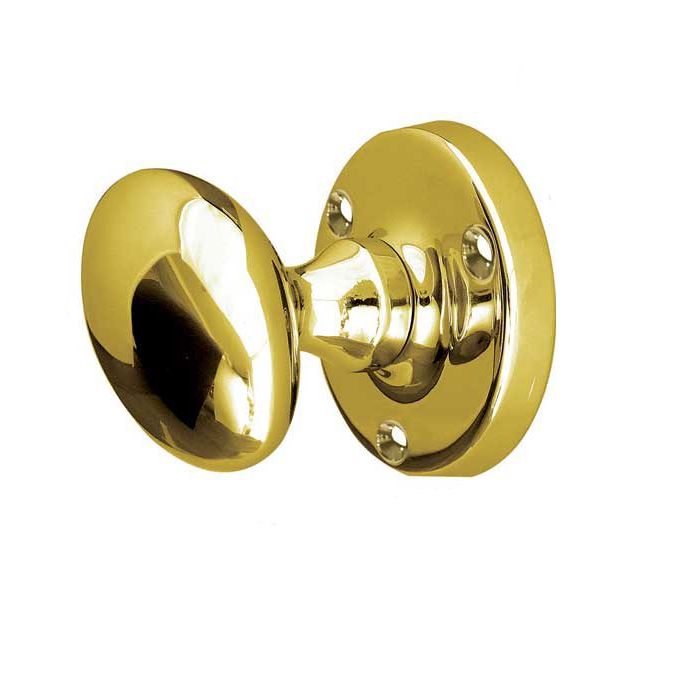 Oval Mortice Door Knob – 56mm – Polished Brass