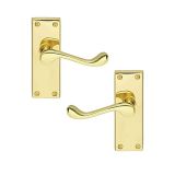 Victorian Door Handle - 150mm x 40mm - Polished Brass