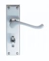 Victorian Door Handle – 150 mm x 40 mm – Satin Chrome – Bathroom Lever on Backplate Set