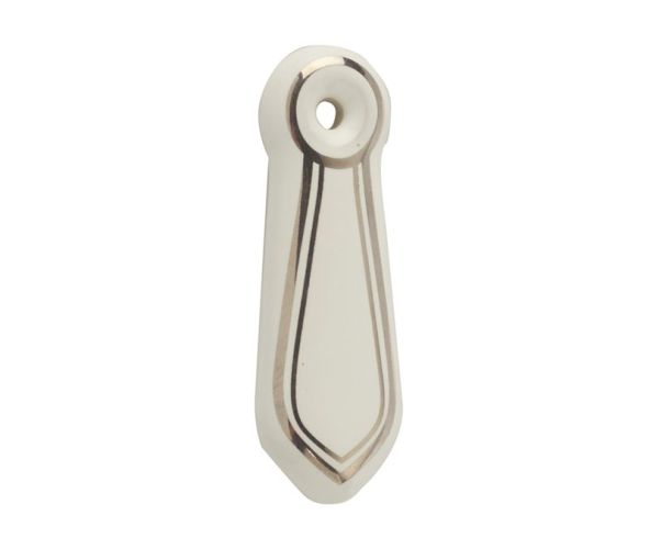 Frelan Hardware Porcelain Covered Standard Profile Escutcheons, White Porcelain With Goldline