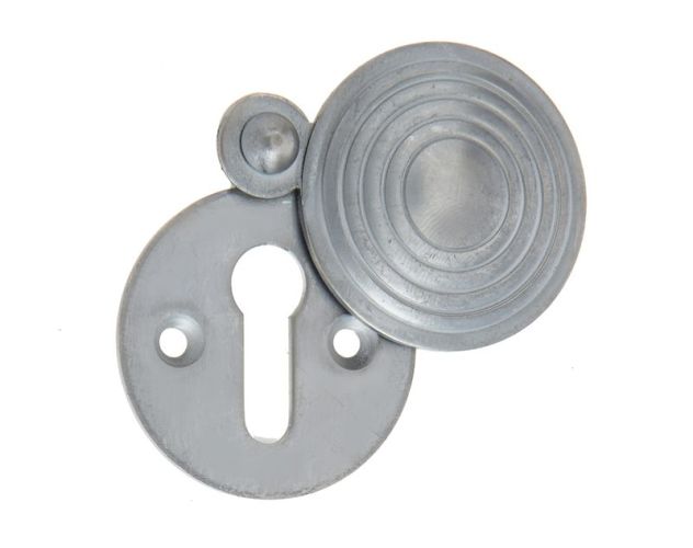 Frelan Hardware Standard Profile Reeded Covered Escutcheon, Satin Chrome