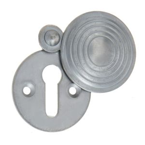 Frelan Hardware Standard Profile Reeded Covered Escutcheon, Satin Chrome