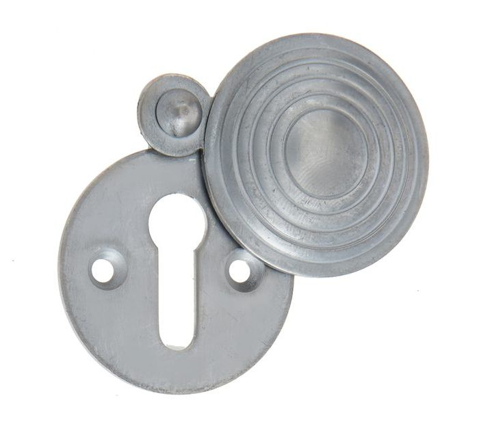Frelan Hardware Standard Profile Reeded Covered Escutcheon, Satin Chrome