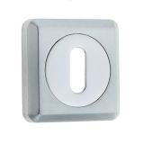 Frelan Hardware Standard Profile Square Escutcheon, Dual Finish Polished Chrome & Satin Chrome