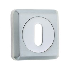 Frelan Hardware Standard Profile Square Escutcheon, Dual Finish Polished Chrome & Satin Chrome