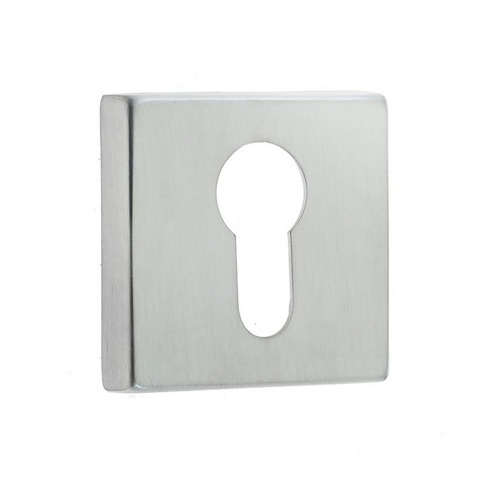 Frelan Hardware Euro Profile Square Escutcheon, Satin Chrome
