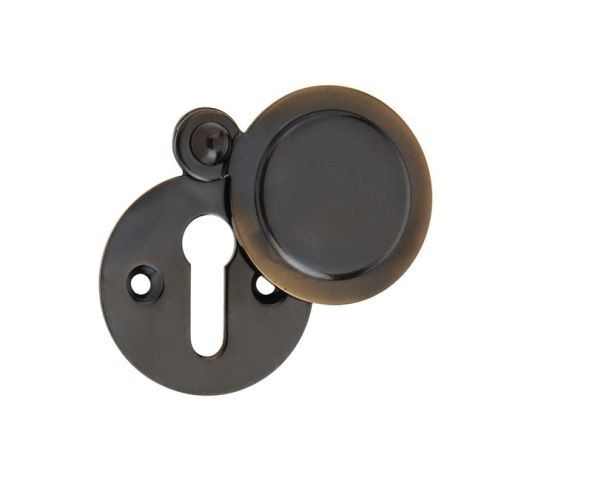 Frelan Hardware Standard Profile Round Covered Escutcheon, Antique Brass