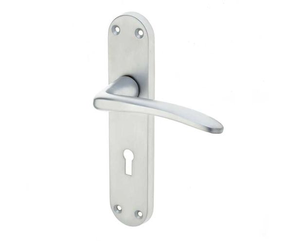 Gull Door Handles On Backplate – Lock (With Keyhole)