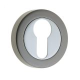 Frelan Hardware Euro Profile Escutcheon, Dual Finish Polished Chrome & Black Nickel