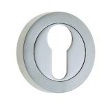 Frelan Hardware Euro Profile Escutcheon, Dual Finish Polished Chrome & Satin Chrome