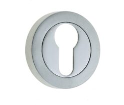 Frelan Hardware Euro Profile Escutcheon, Dual Finish Polished Chrome & Satin Chrome