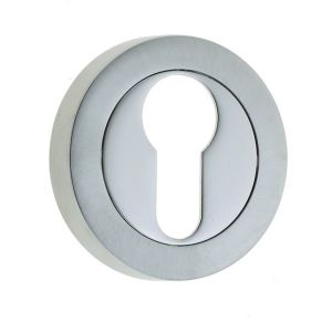 Frelan Hardware Euro Profile Escutcheon, Dual Finish Polished Chrome & Satin Chrome