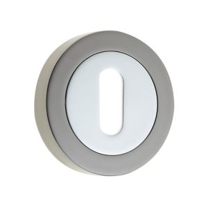 Frelan Hardware Standard Profile Escutcheon, Dual Finish Polished Chrome & Black Nickel