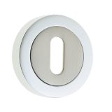 Frelan Hardware Standard Profile Escutcheon, Dual Finish Polished Chrome & Satin Nickel