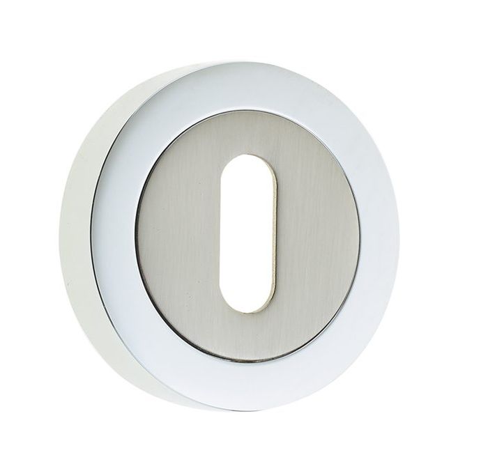 Frelan Hardware Standard Profile Escutcheon, Dual Finish Polished Chrome & Satin Nickel
