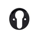 Frelan Hardware Euro Profile Escutcheon (40mm Diameter), Polished Black Nickel