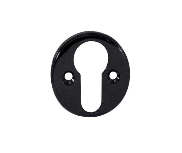 Frelan Hardware Euro Profile Escutcheon (40mm Diameter), Polished Black Nickel