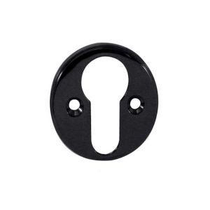Frelan Hardware Euro Profile Escutcheon (40mm Diameter), Polished Black Nickel
