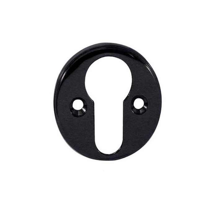 Frelan Hardware Euro Profile Escutcheon (40mm Diameter), Polished Black Nickel