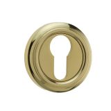 Frelan Hardware Parisian Euro Profile Escutcheon, Polished Brass