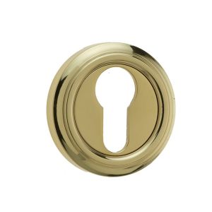 Frelan Hardware Parisian Euro Profile Escutcheon, Polished Brass