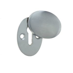 Frelan Hardware Standard Profile Oval Covered Escutcheon, Satin Chrome