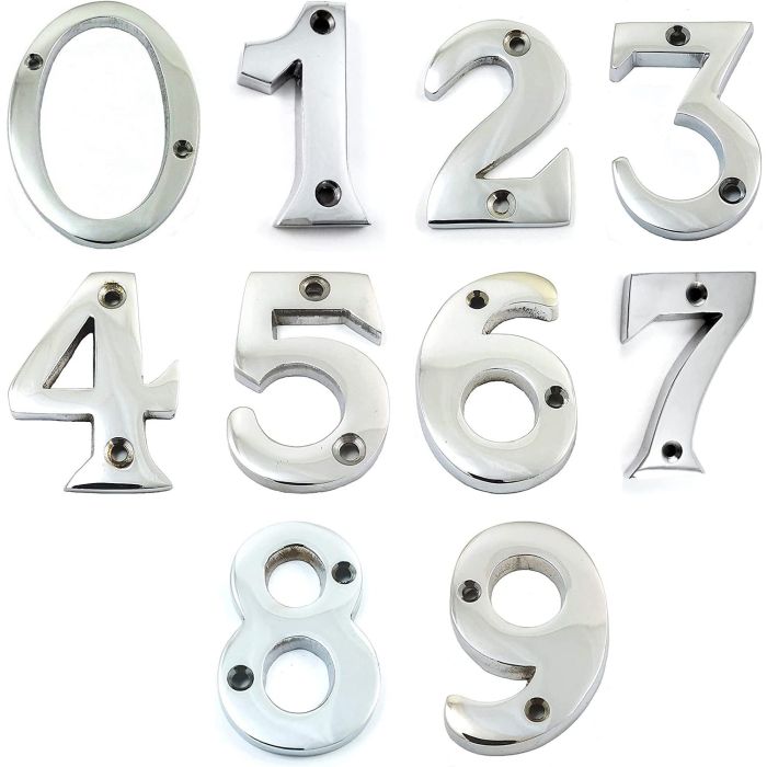 Door Numbers (0-9) – 75mm – Polished Chrome Finish
