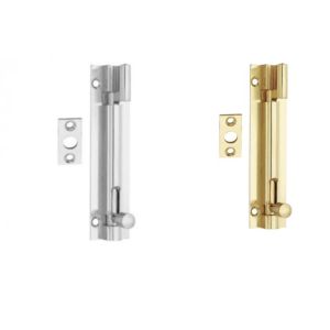 Necked Barrel Bolt – 100x38mm – Polished Brass