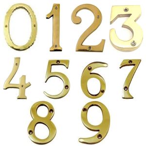 Door Numbers (0-9) – 75mm – Polished Brass Finish